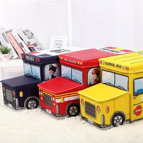 3 Colors Childrens Storage Box Multi-Function Stitching Car Bus Folding Childrens Toy Sundries Storage Box Seat Pop-Up Toy Box