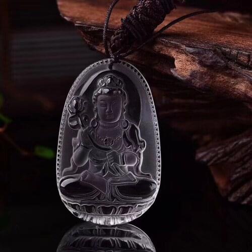 Natural pure white crystal general trend to Bodhisattva pendant necklace, 12 zodiac horse patron god to protect peace gift men a