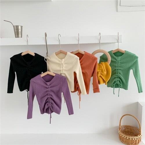 2020 Autumn New Arrival Girls Long Sleeve Candy Color Sweaters Children Knitted Sweaters