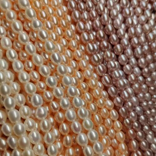 Natural Freshwater Pearl Choker Necklace 5-6mm Rice Shaped Beads 36cm Single Strand DIY Jewelry