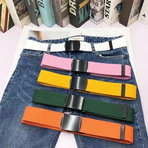 Unisex Tactical Belt Top Quality 3.8 cm Wide Casual Canvas Red Belt Outdoor Automatic buckle Men Black Belt White Orange Color