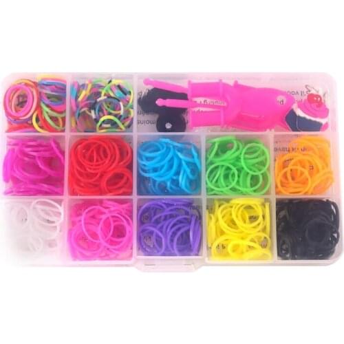 15 Grids DIY Hand-Woven Rainbow Rubber Band, Girl Hair Band Rubber Band Set for Childrens Woven Bracelet Making