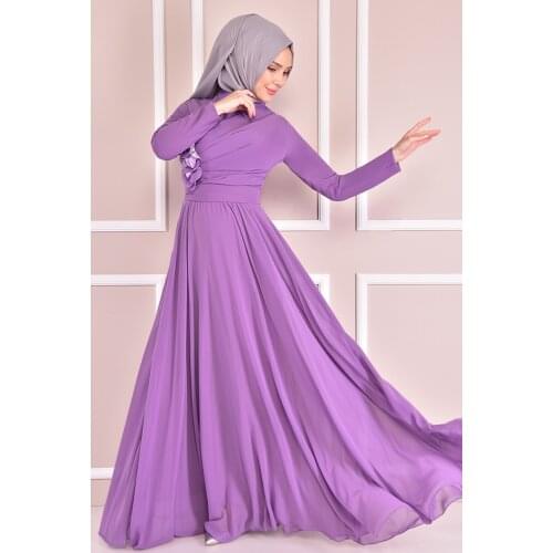 Şifon Elbise Lila LİY21071