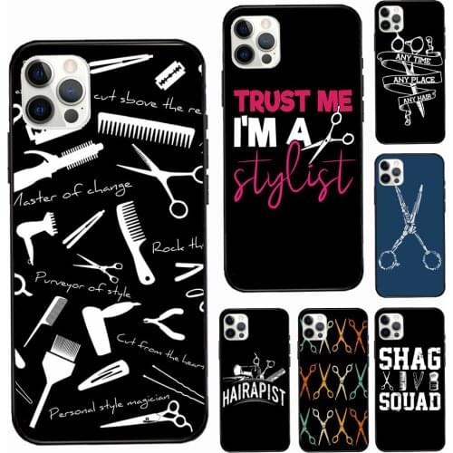 Hairdresser Barber Scissors Silicone Case For iPhone 12 Mini 11 Pro Max 7 8 Plus X XS Max XR 5S SE 2020 Back Cover