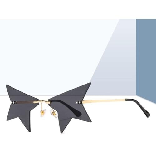 2020 Star Rimless Sunglasses Women Men Metal Frame Vintage Sun Glasses Brand Designer Men Retro Punk Red Gradient Glasses UV400