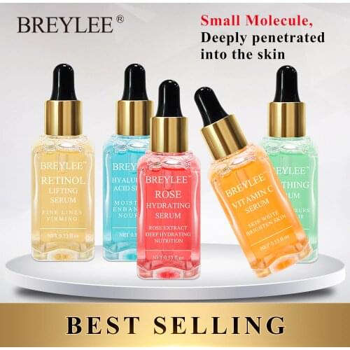 BREYLEE Serum Series Vitamin C Hyaluronic Acid Rose Repair Face Skin Care Nourish Firm Soothing Whitening Essence 1pcs