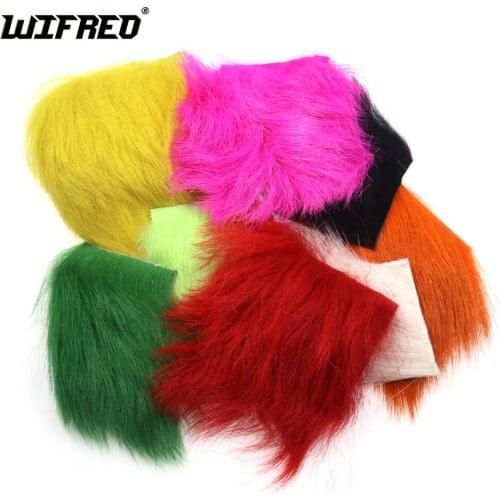 Wifreo 1PC 6X6CM Parachute Fly Fly Tying Material Mini Bucktail Jigs Streamer Tying Fur Patch Green Yellow Orange White Color