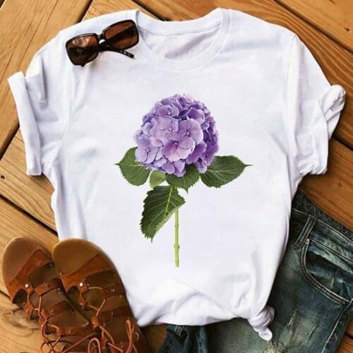 Floral Pattern Women Graphic Flower Fashion Casual Cute Style Vintage Female T Shirt Women T-Shirt Lady Tees Print Tops Cloth