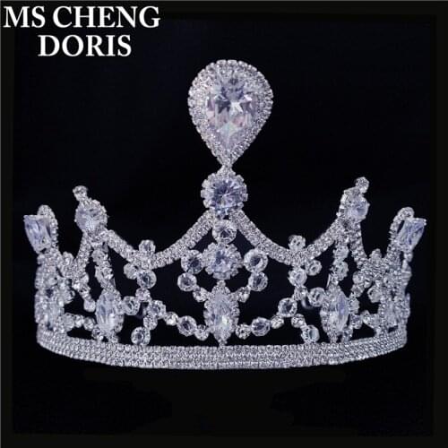 Wedding Crown Headband Bridal Tiara Party Show Pageant Top Hair Accessories Sparkling Crystal Big Rhinestone Women Geometric