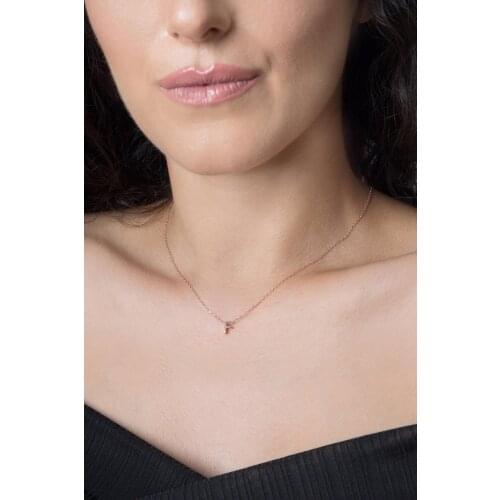 Womens Three-Dimensional F Letter Rose Plated 925 Sterling Silver Necklace
