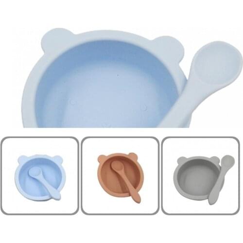Durable 1 Set Lovely Baby Silicone Suction Bowl Bear Shape Kids Bowl Adorable for Household