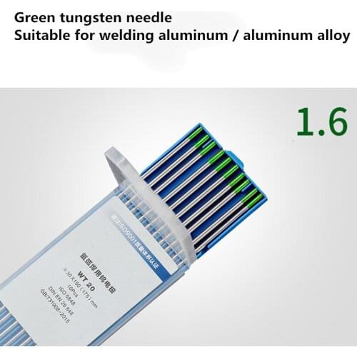 10Pcs For AC Tig Welding Pure Tungsten Electrodes WP Green Tip 1.0/1.6/2.0/2.4mm