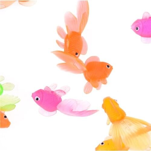 20pcs Plastic Simulation Small Goldfish Soft Rubber Gold Fish Kids Toy