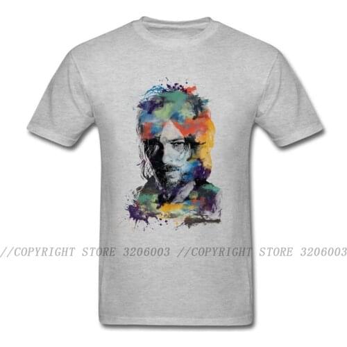 2018 New Walking Dead Watercolor Daryl Art Design Mens Cool T-shirt Short Sleeve Grey Tops Tees T Shirts Personalized