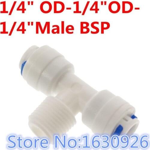 3 Pieces 1/4" OD Tube - 1/4" BSP Male -1/4" OD Tube Type T Quick Connect Aquarium RO Water Male BSP And Tube Connection Type 2