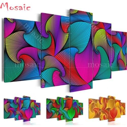 5 pcs,Full Square 5D DIY Diamond Painting"Colorful Abstract Lines Flower"diamond Embroidery Cross Stitch Rhinestones painting