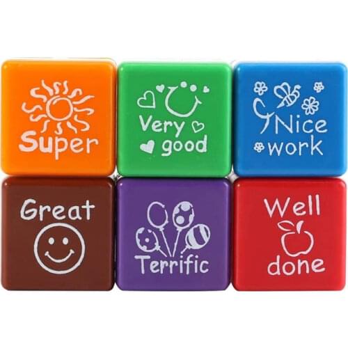 6 Styles/SET Kawaii Cute Teachers Stampers Inking Praise Reward Stamps Motivation Sticker School Supplies Dropshipping