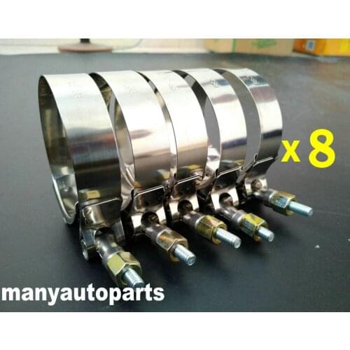 8 pcs x 2.5" inch 64mm Turbo Pipe Hose Coupler T-bolt Clamps Stainless Steel 67-75mm
