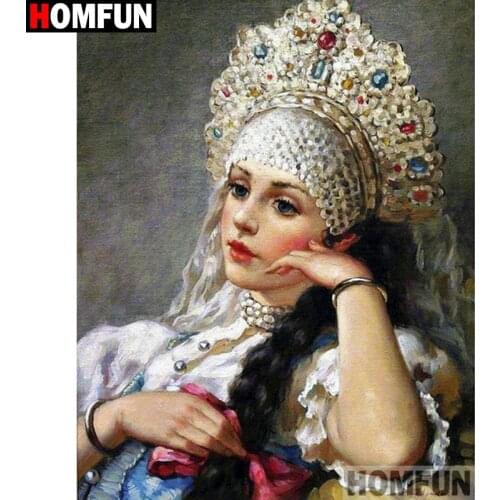 HOMFUN Full Square/Round Drill 5D DIY Diamond Painting "Beauty character" Embroidery Cross Stitch 5D Home Decor Gift A17884
