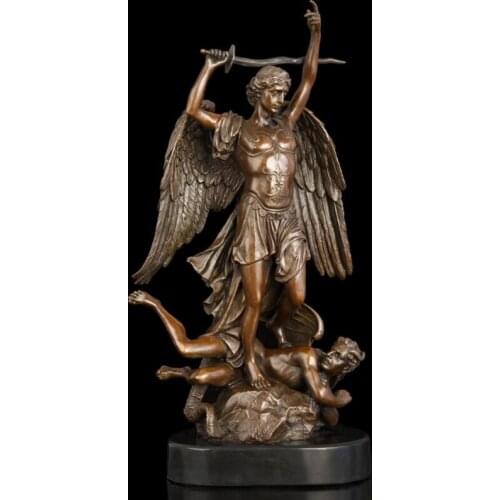 39 CM West Art Deco Bronze Statue Roman Warrior War God Man Soldier Ornament Sculpture