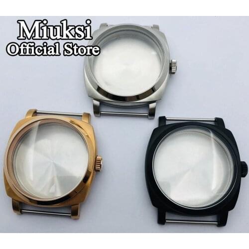 Miuksi 47mm silver copper black stainless steel watch case fit ETA 6497 6498 Sea gull st36 movement mens watch case