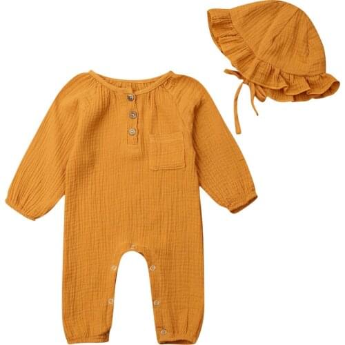 0-24M Soft Newborn Infant Baby Girl Romper Long Sleeve Jumpsuit Hat Toddler Baby Girl Autumn Clothes Costumes