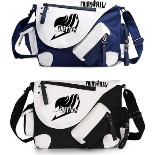 Blue/Black Anime FAIRY TAIL Cosplay Canvas Bag Cute Unisex Crossbody Cartoon Bag Shoulder Bag Messenger Bag Birthday Purse Gifts