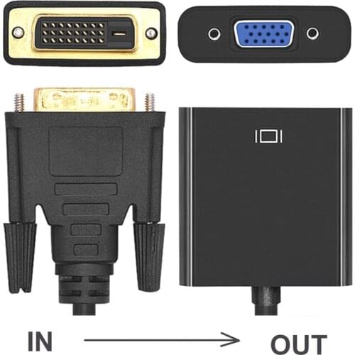 100pcs DVI to VGA Adapter Cable 1080P DVI-D to VGA Cable 24+1 25 Pin DVI Male to 15 Pin VGA Female Video Converter for PC Displa