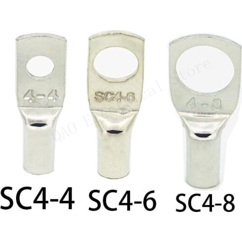 50pcs Snapshot of copper terminals SC4-4 SC4-6 SC4-8 copper nose Copper cable terminal Copper tin plated terminals
