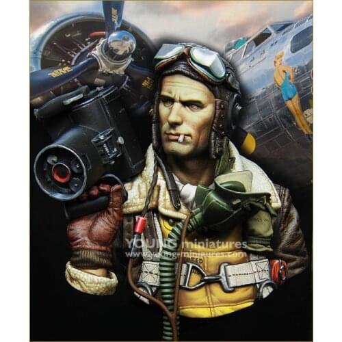 1/10 Bust Resin Figure Model Kit US Bomber pilot Unassembled unpainted S22