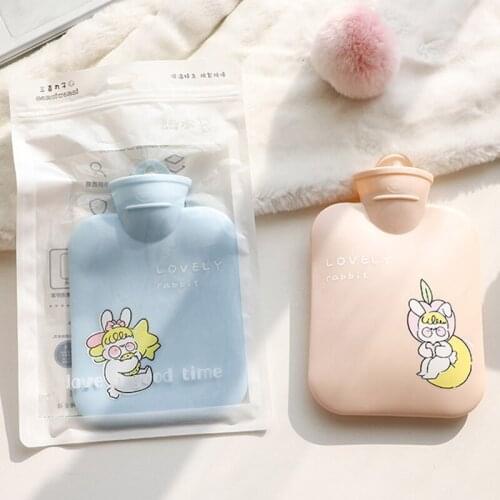 2PCS Cartoon Warm Hot Water Bottle Mini Portable Plush Washable Water Injection Safety Explosion-proof Bag Handwarmer Hands Warm