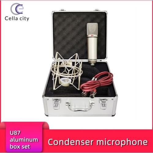 CELLA CITY Professional Condenser U87 Microphone Large Diaphragm Mic Recording Studio Equipment Live Streaming Video Production