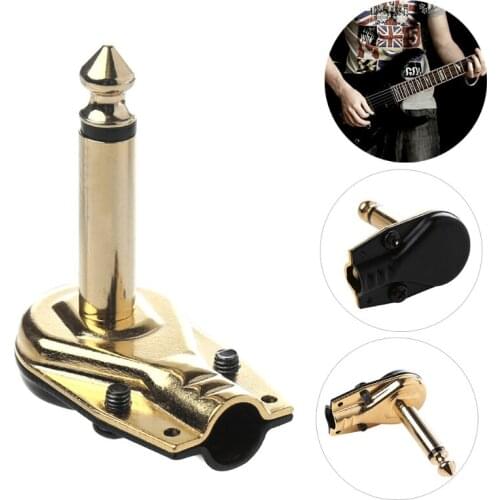 1/4\" 6.35mm Mono Jack Right Angle Plug Flat Male Guitar Effects Pedal Connector