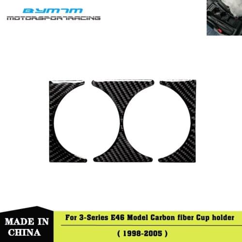 Real Carbon fiber Water Cup Holder Sticker Auto interior Car accessories For BMW 3 Series E46