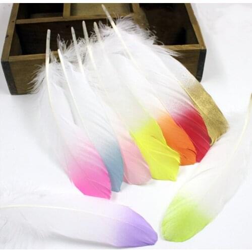 Natural Plumes 14-20cm Feathers Gradient Color Goose Feather for DIY Home Crafts Decor Jewelry Hat Making Accessory Plume 10pcs