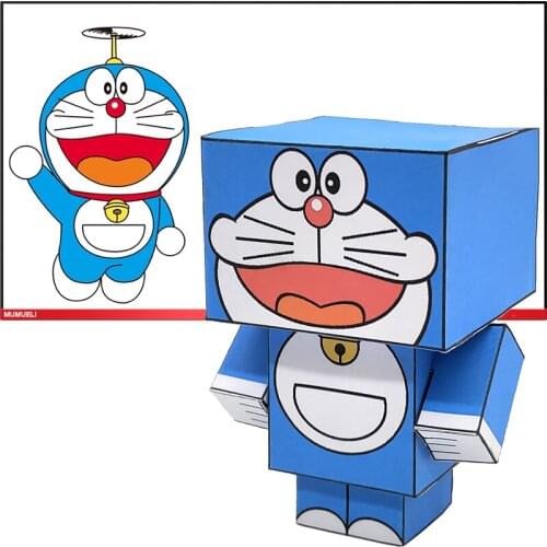 No-glue Doraemon Cat Folding Cutting Cute Mini 3D Paper Model Papercraft Anime Figure DIY Cubee Kids Adult Craft Toys CS-036