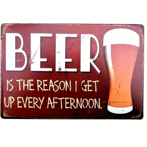 Beer Afternoon Tin Signs Retro Metal Tin Sign Pub Bar Decoration Tin Sign Wall Art Shabby Chic Home Decor Plaque Wall Poster