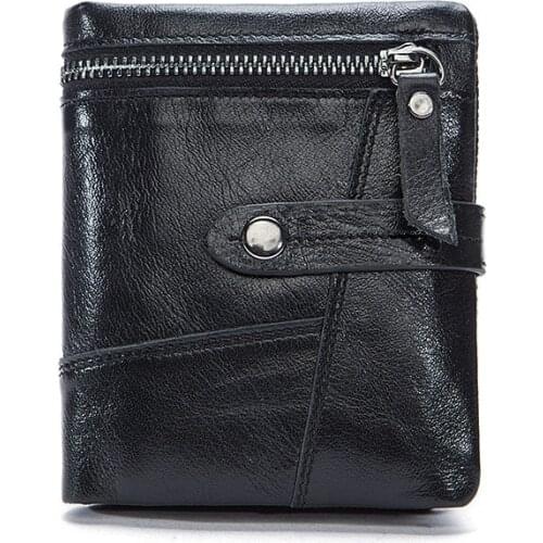 Wholesale New Wallets Male Purse Genuine Leather Wallet Femal With Coin Pocket Short Credit Card Holder Wallets Leather Wallet