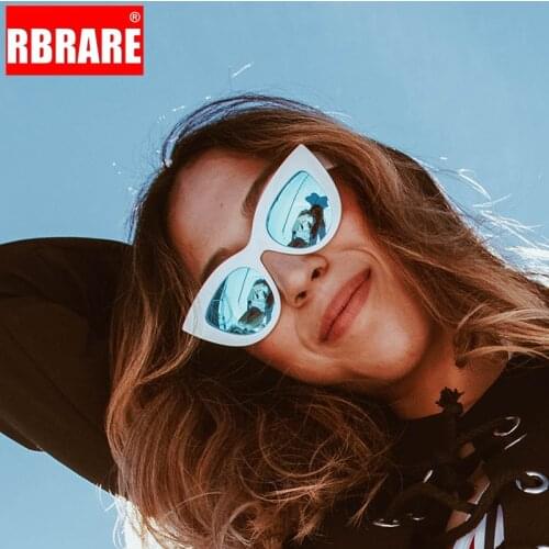 RBRARE Retro Thick Frame Cat Eye Sunglasses Women Ladies Classic Luxury Brand Mirror Lens Cateye Sun Glasses For Female