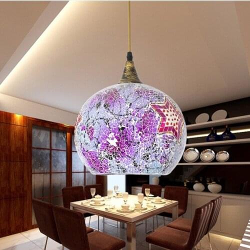 25cm Bohemian Style Glass Lampshade Mediterranean Corridor For Bedroom Single-head Pendant Lamp A258 luminaire