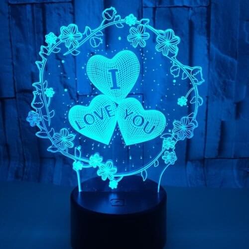 Wreath 3D Night Light Led Creative Love balloon Colorful Table Lamp for Wife Girlsfriend Bedroom Home Decoration Birthday Gift