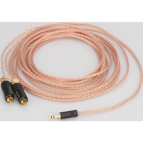 High Quality 2 rca to 3.5MM hifi 1 to 2 audio video cable with OFC pure copper Audio Cable