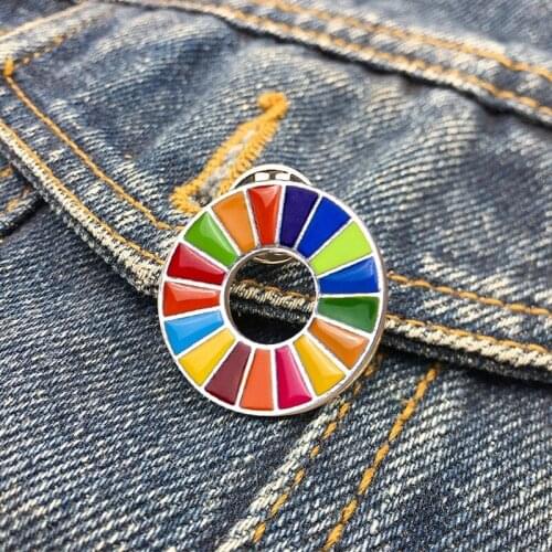 Y166 Sustainable Development Goals Brooch United Nations SDGs Pin Badge Fashion Rainbow Pins For Women Men