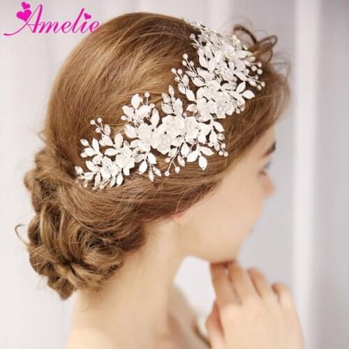 Wedding Jewelry Headpiece Floral with Rhinestone Accessories Bridal Hair Vine Women Headbands Baby Shower Favors