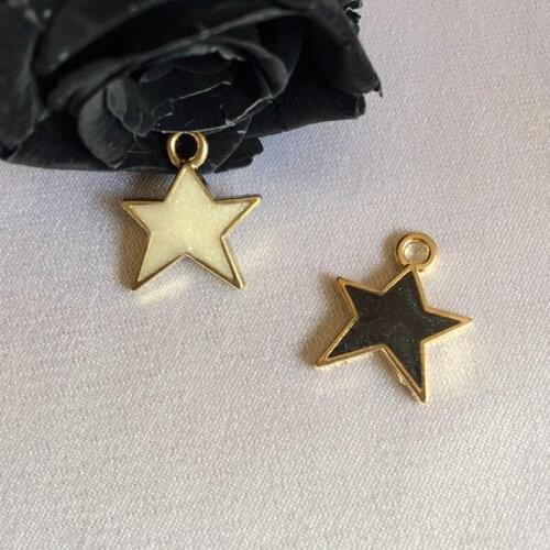 12*14MM 70Pcs/Pack KC Gold White & Black Star Tone Glazing Alloy Charms Jewelry Pendants