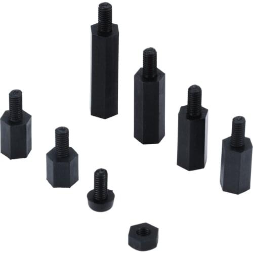 180pcs Spacers Male - Female Black M3 Nylon Hex Spacers Screw Nut Stand-off Kit With Plastic Box for Electronics PC Board