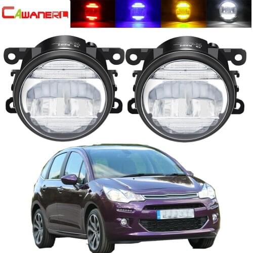2in1 Fog Light Daytime Running Lamp Car Front Bumper LED Fog Light Assembly DRL H11 12V For Citroen C3 FC_ Hatchback 2005-2010