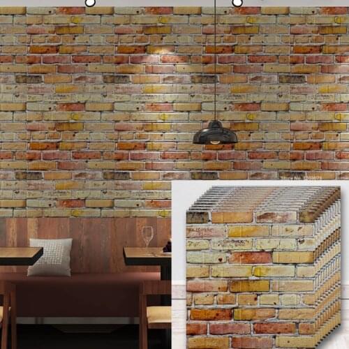 3D Wall Stickers Brick Wallpaper Thicken and Self-Adhesive Waterproof DIY Kitchen Restaurant Bar Home Wall Decal Sticker