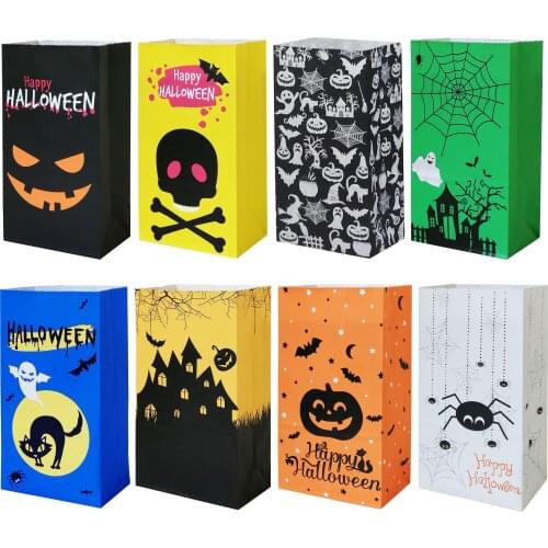 50 Pcs/lot Halloween Theme Party Gift Bag Party Photo Props Halloween Candy Bag Gift Christmas Party Food Packaging Paper Bag