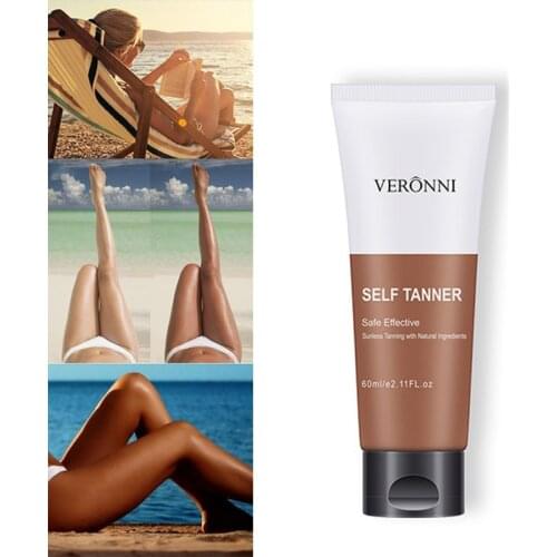 VERONNI Shine Brown Premium Tanning Cream Bronzer Makeup Self Tanning Foundation Safe Effective Sunless Natural Enhance Lotion